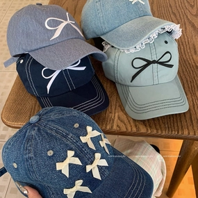 Wholesale Bow Washed Denim Sun Protection Baseball Cap