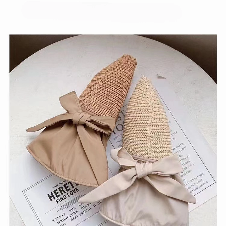 Wholesale Bowknot Black Rubber Fisherman's Straw Hat
