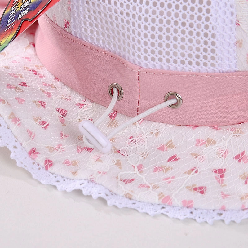 Wholesale Bowknot Lace Small Floral Mesh Kids Cotton Bucket Hat