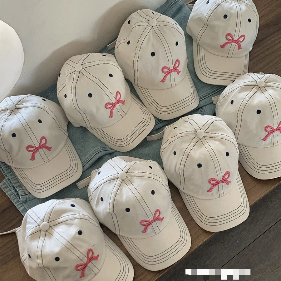 Wholesale Bowknot Summer Sweet Cute Embroidered Soft Top Baseball Cap