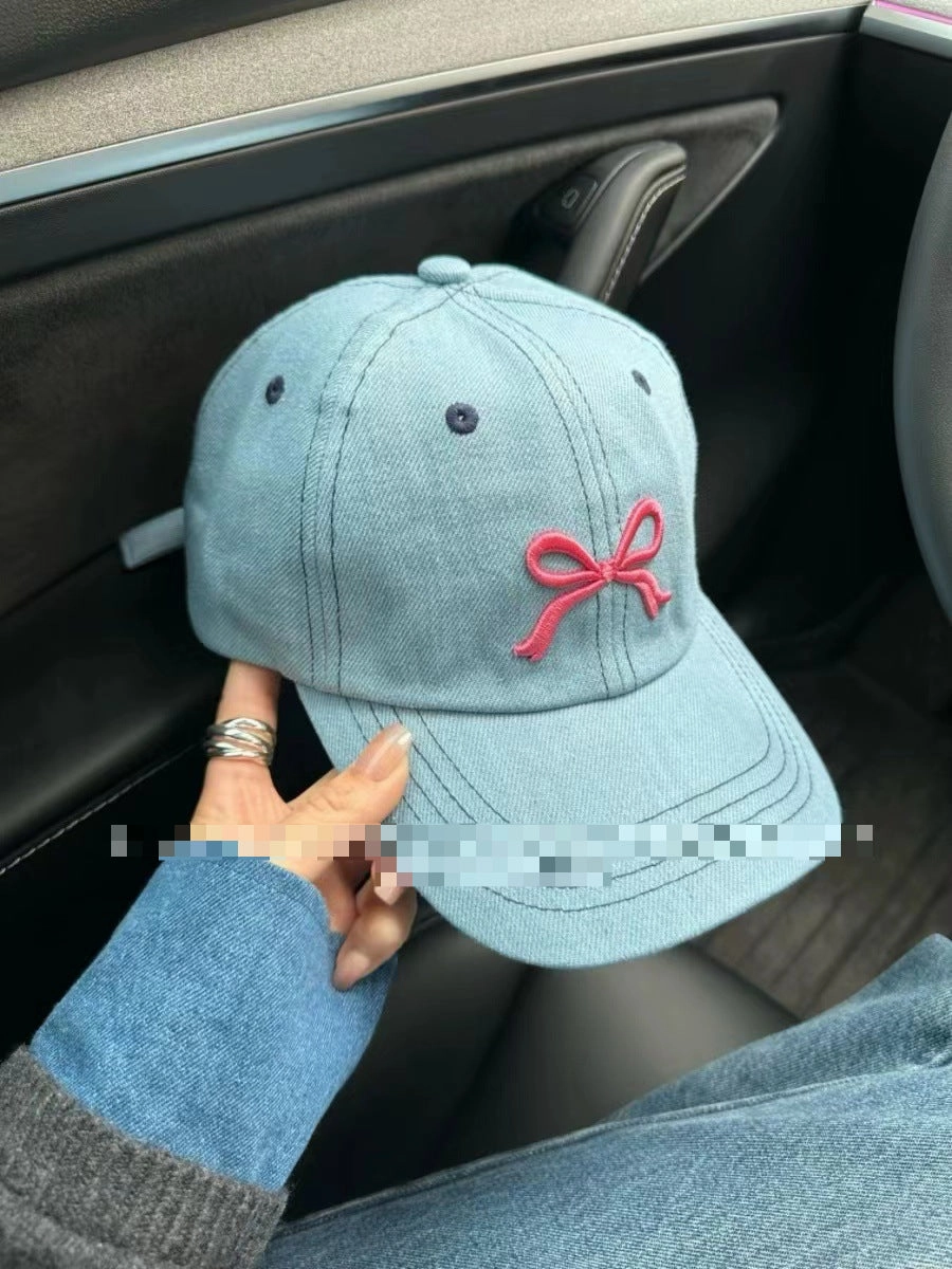 Wholesale Bowknot Summer Sweet Cute Embroidered Soft Top Baseball Cap