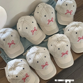 Wholesale Bowknot Summer Sweet Cute Embroidered Soft Top Baseball Cap