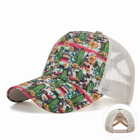 Wholesale Cactus striped cross mesh baseball cap