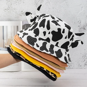 Wholesale Calf Horn Versatile Fashion Cow Pattern Bucket Hat