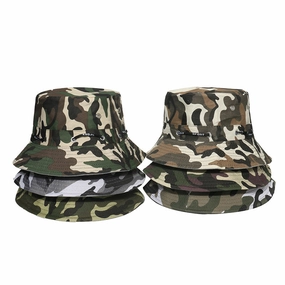 Wholesale Camouflage Drawstring Outdoor Mountaineering Travel Sunshade Polyester Fisherman Hat
