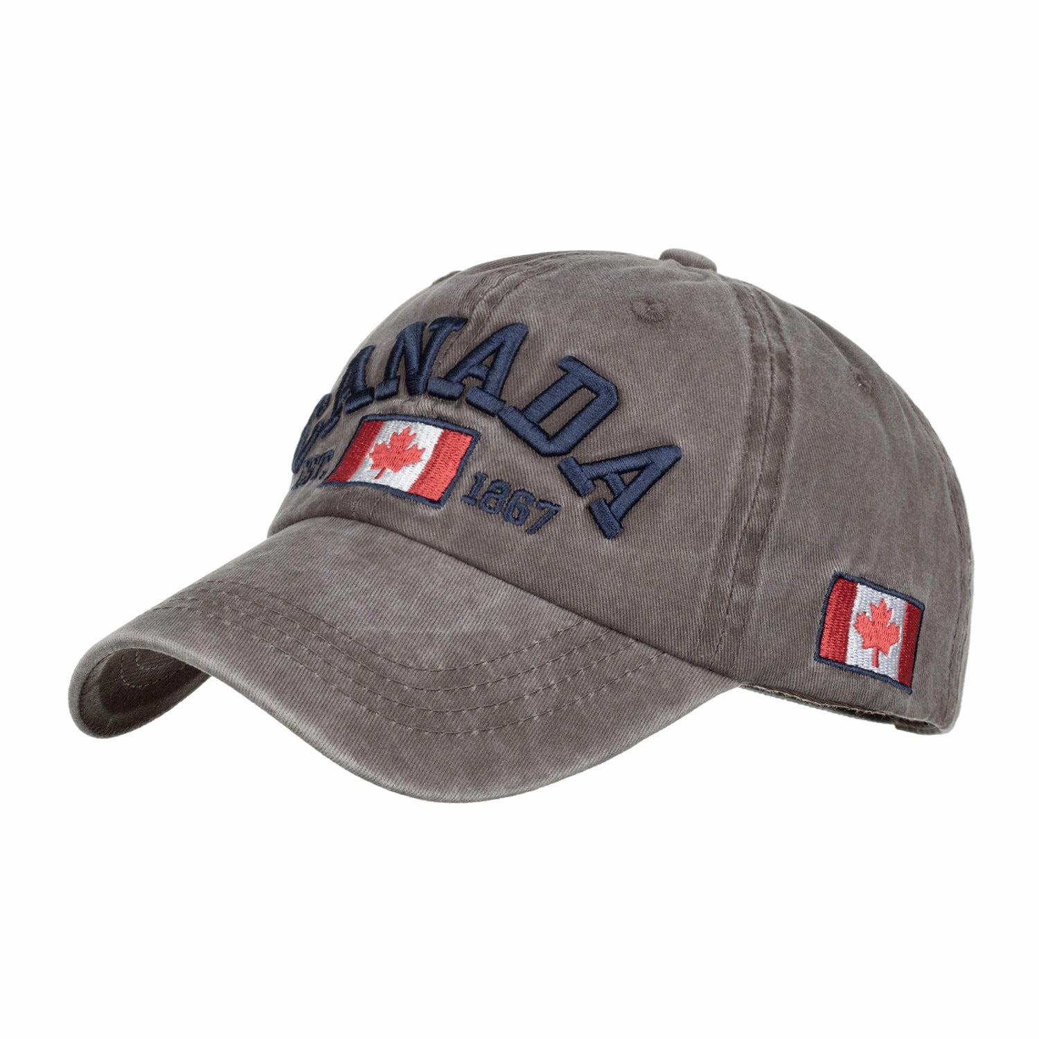 Wholesale CANADA Letter Washed Cotton Distressed Baseball Cap