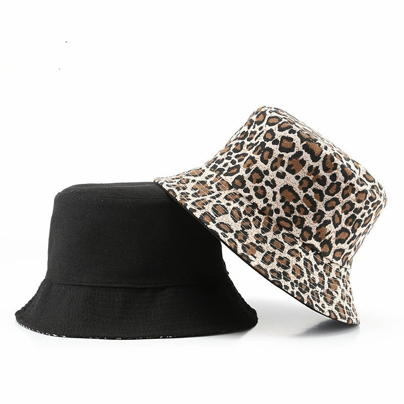 Wholesale Canvas Double -sided Leopard Fisherman Hat