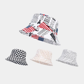 Wholesale Canvas Flag Print Pattern Bucket Hat