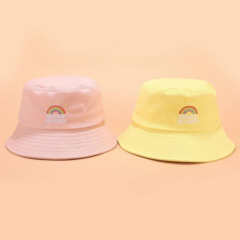 Wholesale Canvas LGBT Rainbow Embroidered Bucket Hat