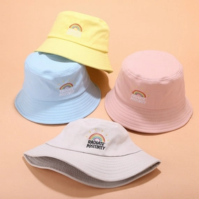 Wholesale Canvas LGBT Rainbow Embroidered Bucket Hat