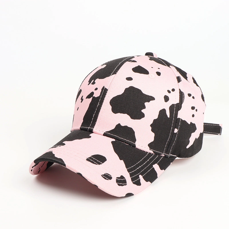 Wholesale Cartoon Cow Printed Curved Brim Baseball Cap Leopard Print Duckbill Cap