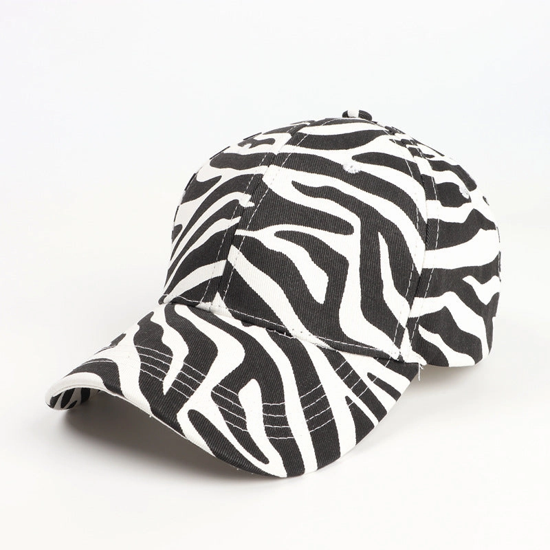 Wholesale Cartoon Cow Printed Curved Brim Baseball Cap Leopard Print Duckbill Cap