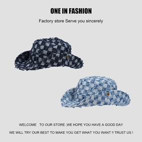 Wholesale Checkerboard Denim Bucket Hat