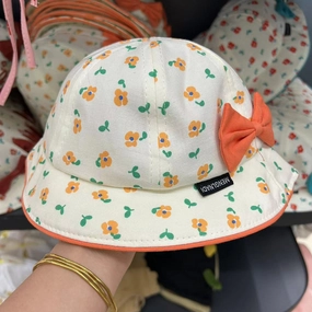 wholesale children Cotton Flower Bow Bucket Hat