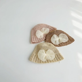 Wholesale Children's Empty Straw Hat with Bow