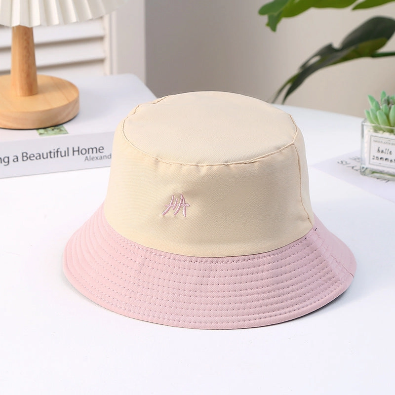 Wholesale Color Block Embroidery Polyester Sunshade Bucket Hat