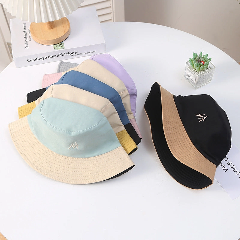 Wholesale Color Block Embroidery Polyester Sunshade Bucket Hat