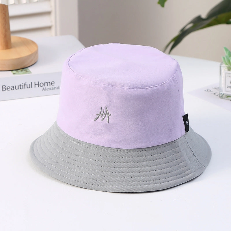 Wholesale Color Block Embroidery Polyester Sunshade Bucket Hat