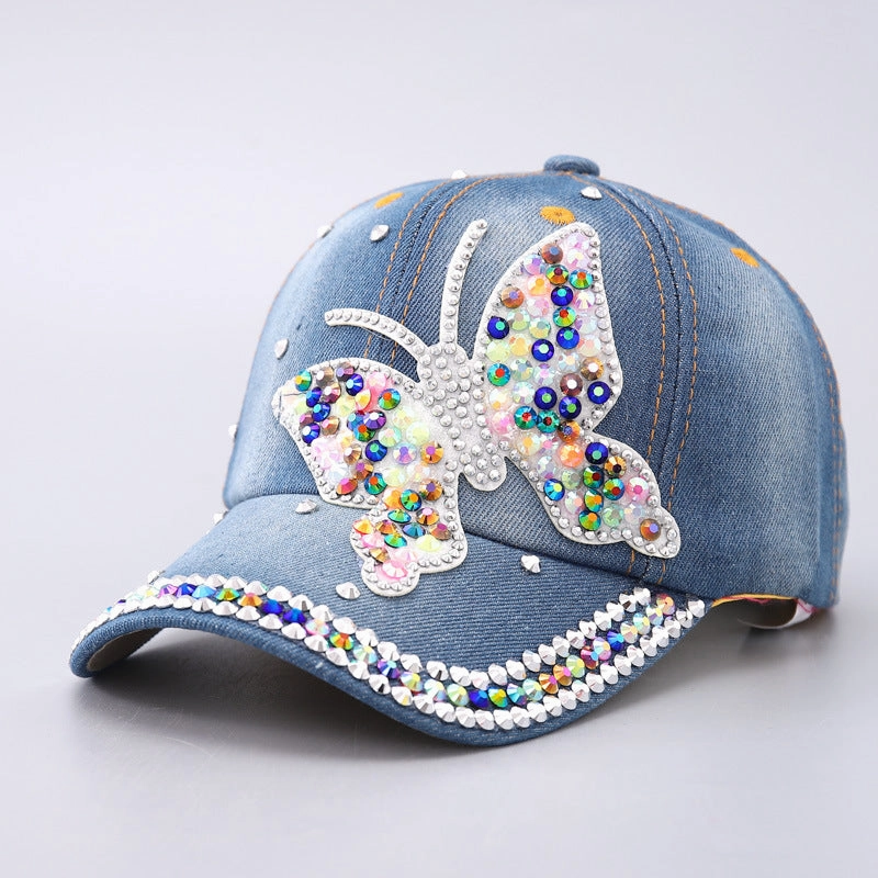 Wholesale Color Diamond Love Love Butterfly Curved Cornice Cap