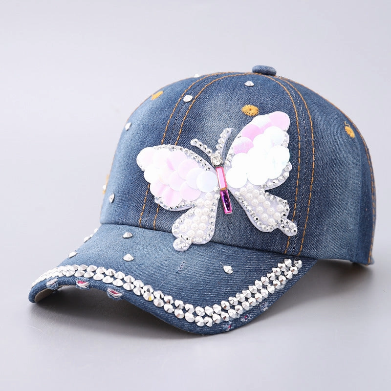 Wholesale Color Diamond Love Love Butterfly Curved Cornice Cap