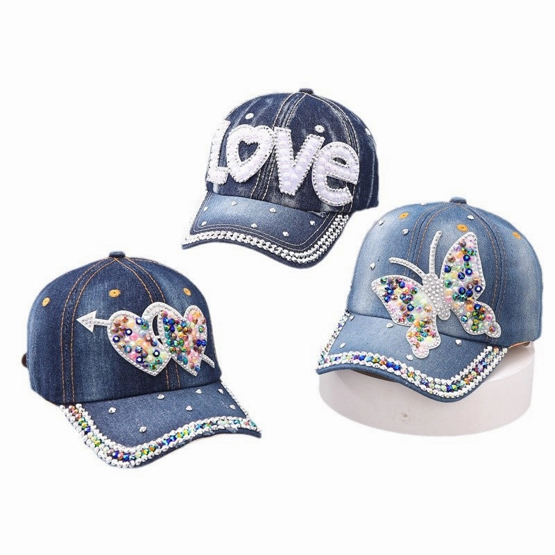 Wholesale Color Diamond Love Love Butterfly Curved Cornice Cap