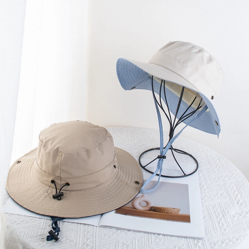 Wholesale Color Matching Drawstring Quick-drying Fisherman Large Brim Sun Hat