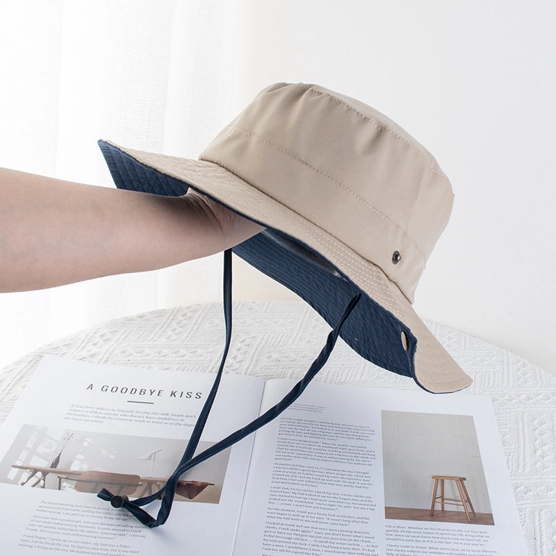 Wholesale Color Matching Drawstring Quick-drying Fisherman Large Brim Sun Hat