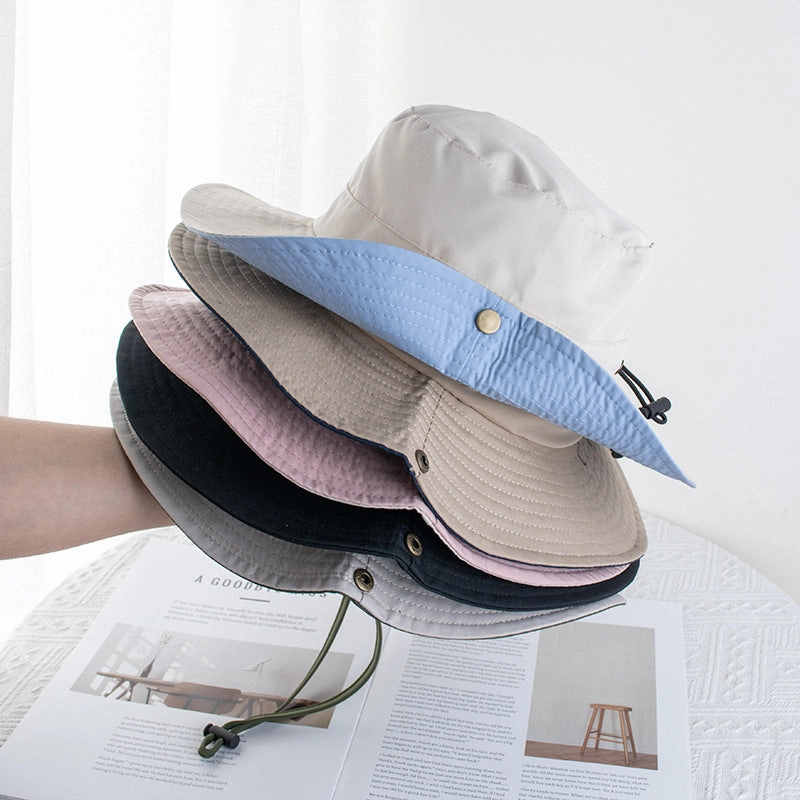 Wholesale Color Matching Drawstring Quick-drying Fisherman Large Brim Sun Hat