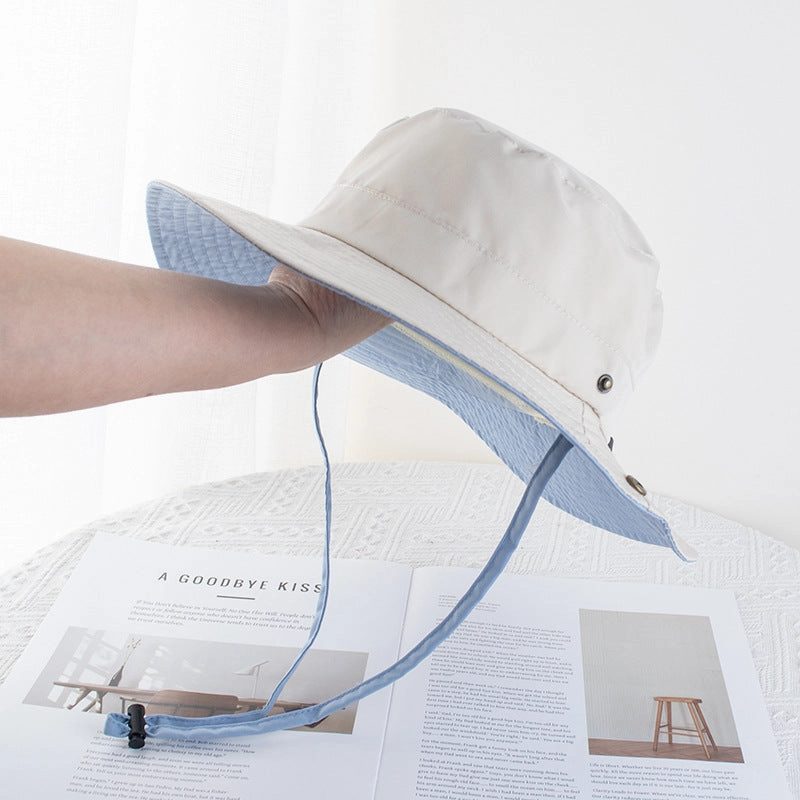 Wholesale Color Matching Drawstring Quick-drying Fisherman Large Brim Sun Hat