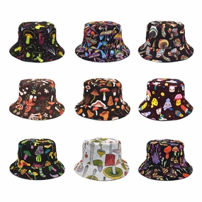Wholesale Colorful Mushroom Pattern Foldable Outdoor Bucket Hat