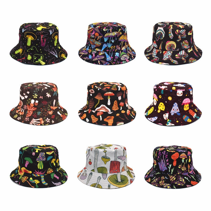 Wholesale Colorful Mushroom Pattern Foldable Outdoor Bucket Hat