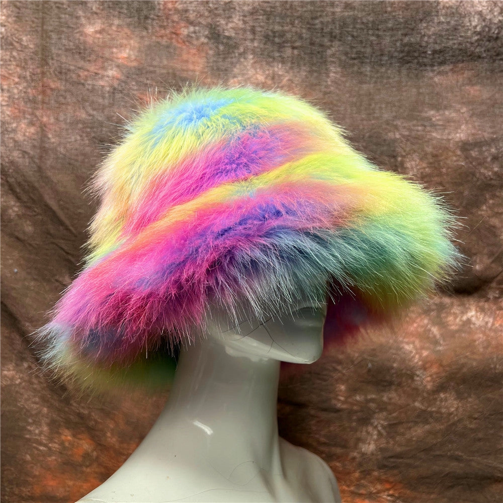 Wholesale Colorful Plush Imitation Fur Bucket Hat