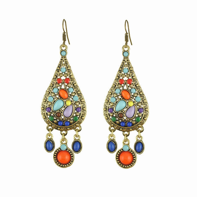 Wholesale colorful water drop tassel earrings