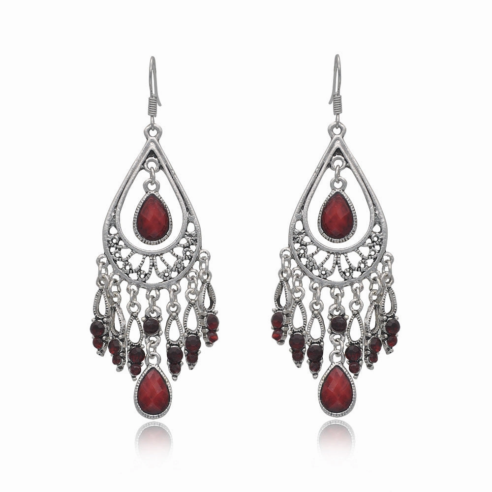 Wholesale colorful water drop tassel earrings