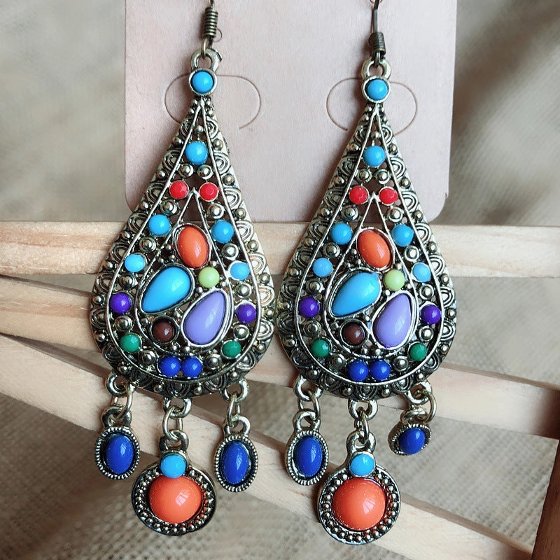 Wholesale colorful water drop tassel earrings
