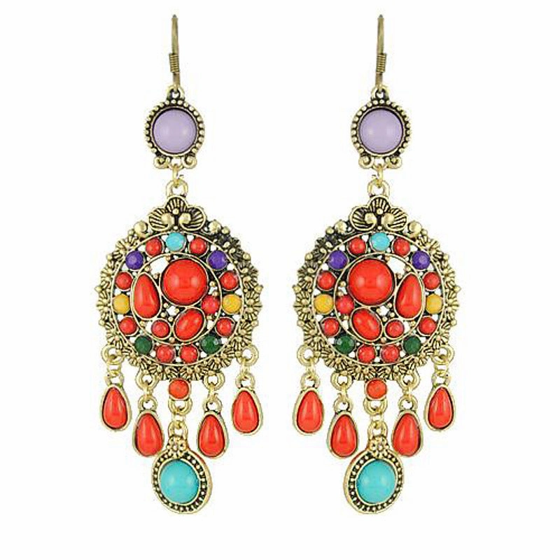 Wholesale colorful water drop tassel earrings