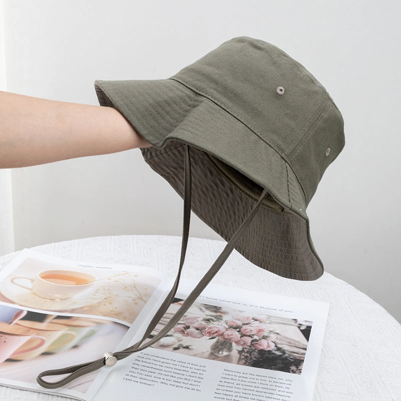 Wholesale Contrast Color Windproof Rope Solid Color Bucket Hat