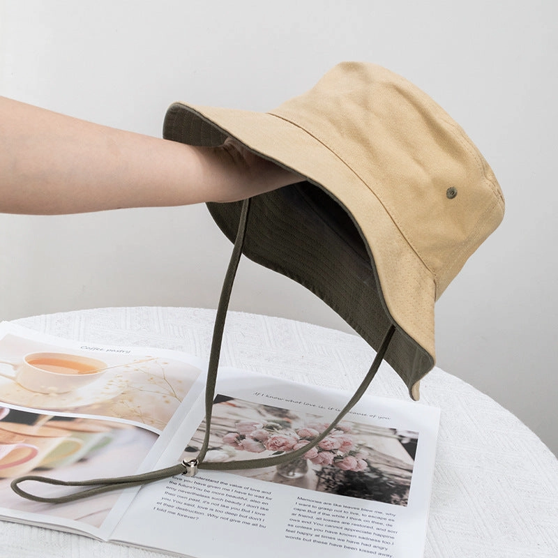 Wholesale Contrast Color Windproof Rope Solid Color Bucket Hat