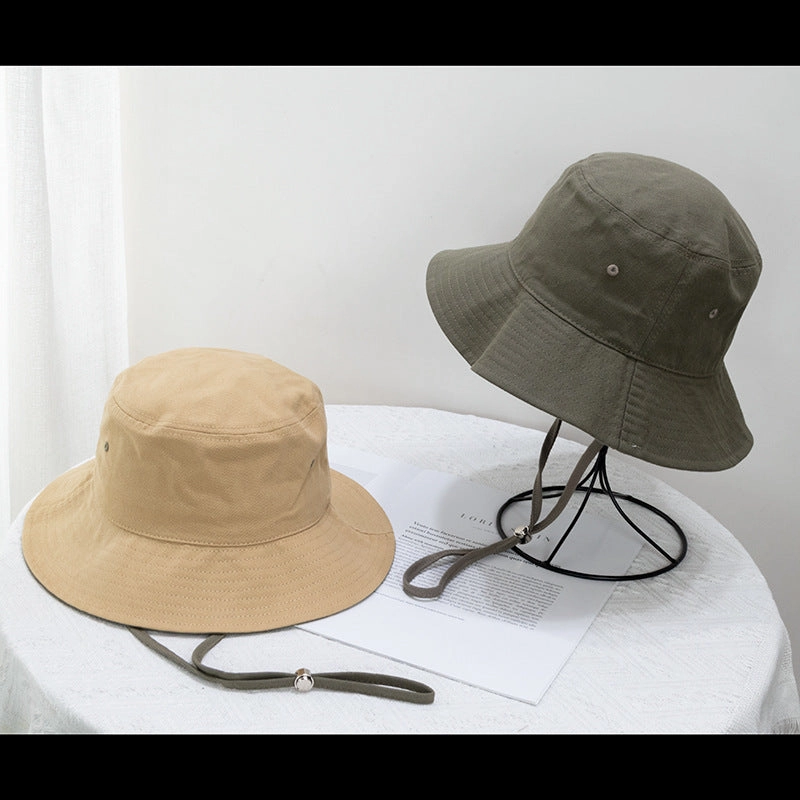 Wholesale Contrast Color Windproof Rope Solid Color Bucket Hat