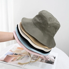Wholesale Contrast Color Windproof Rope Solid Color Bucket Hat