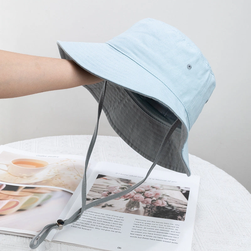 Wholesale Contrast Color Windproof Rope Solid Color Bucket Hat