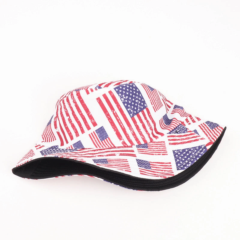 Wholesale Cotton American Flag Print Reversible Bucket Hat