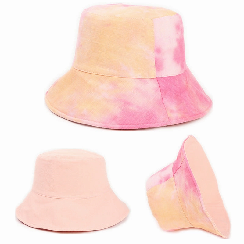 Wholesale Cotton and Linen Tie Dyed Double Sided Fisherman's Hat