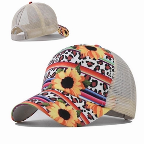 Wholesale Cotton Aztec Pattern Leopard Print Sunflower Baseball Cap