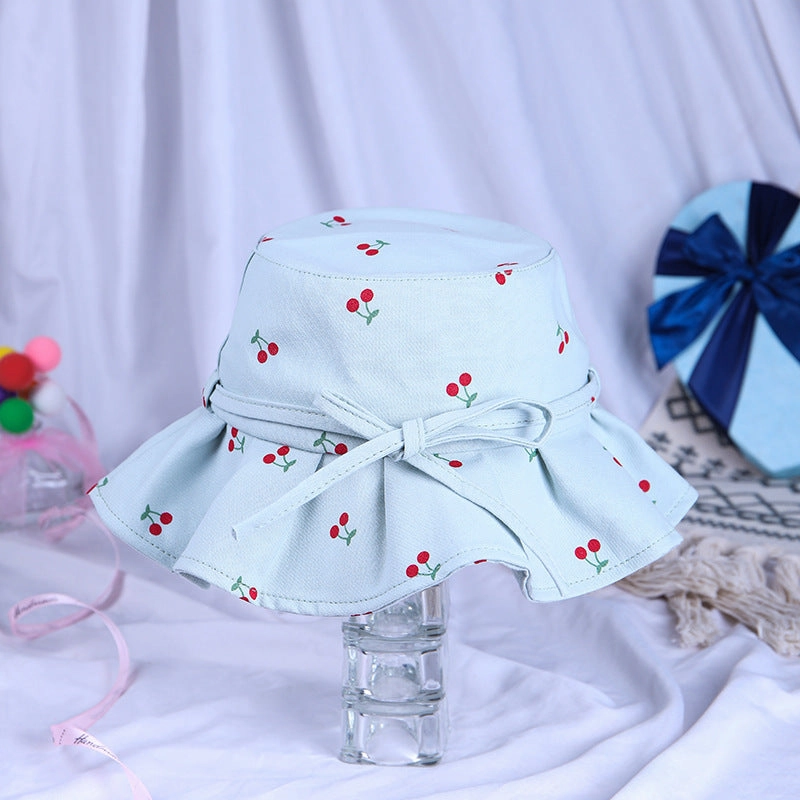 Wholesale Cotton Bow Ruffle Kids Fisherman Hat