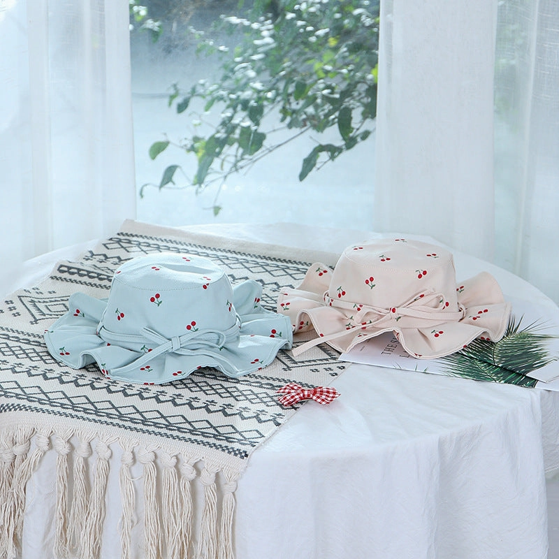Wholesale Cotton Bow Ruffle Kids Fisherman Hat