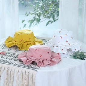 Wholesale Cotton Bow Ruffle Kids Fisherman Hat