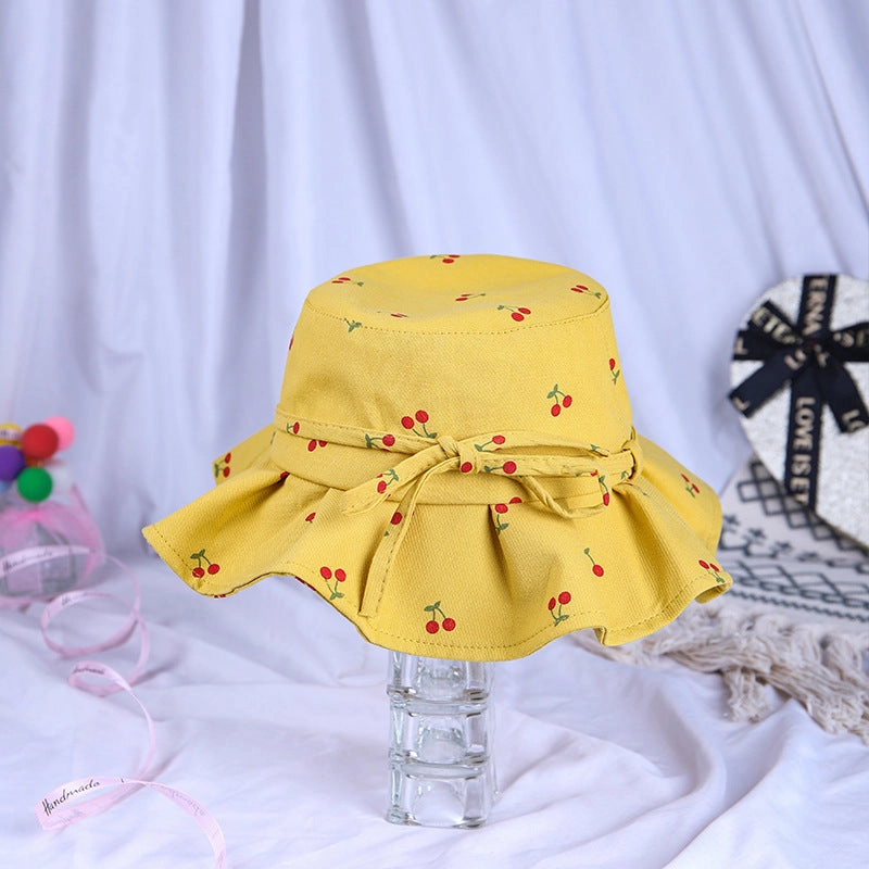 Wholesale Cotton Bow Ruffle Kids Fisherman Hat
