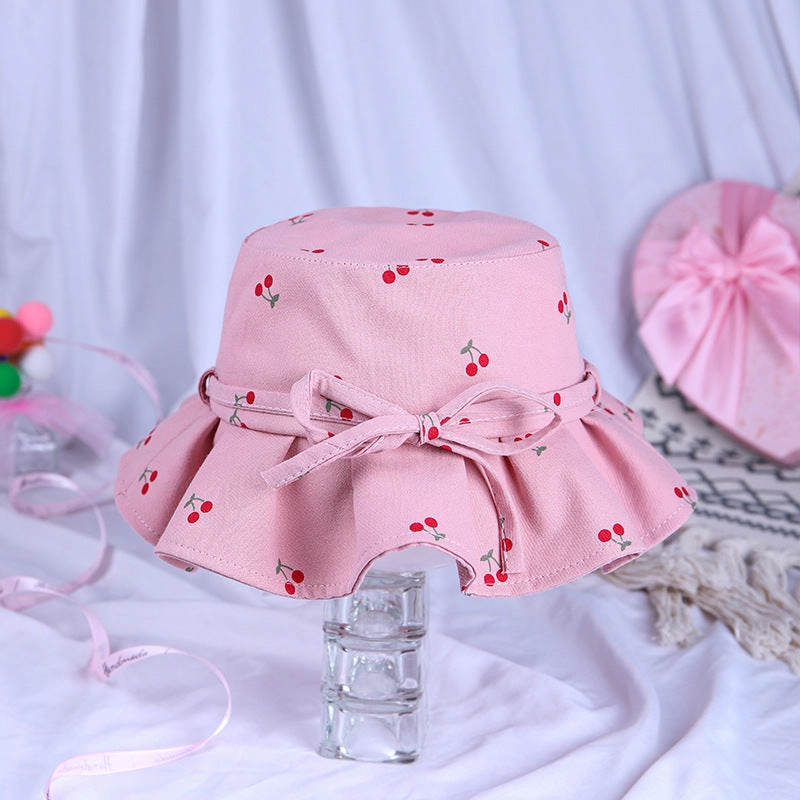 Wholesale Cotton Bow Ruffle Kids Fisherman Hat