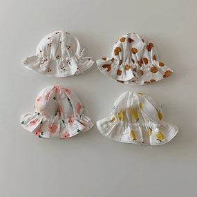 Wholesale Cotton Card Cute Fruit Print Bucket Hat